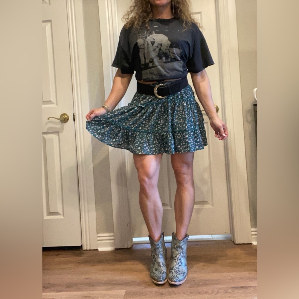 Green floral skirt